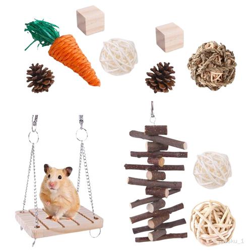 Prasku Ensemble De Jouets À Mâcher Pour Hamster Bite Grind Toy Carrot Woven Balls Supplies 11 Kits 11 Trousses