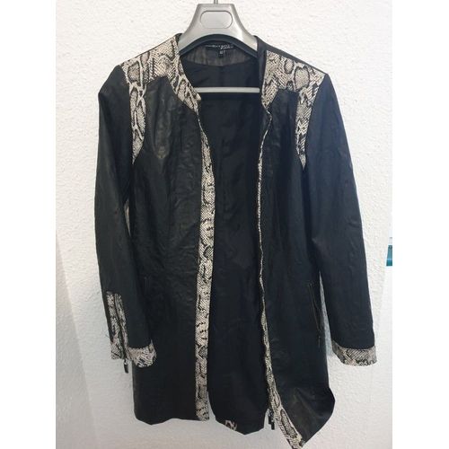 Manteau Noir Effet Python Noir Et Noir Blanc T40