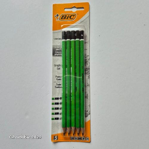 Lot De 5 Bic, Crayons Graphites Critériums 550 De Duretés Différentes Pour Écriture Et Dessin