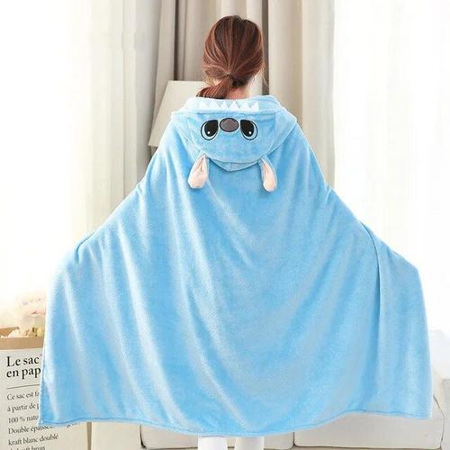 Can O And Stitch Smile Couverture En Tissu Avec Capuche",Dessin Mignon,Cape De Cosplay Everak,"Couverture Portable Chaude Pour Canapé