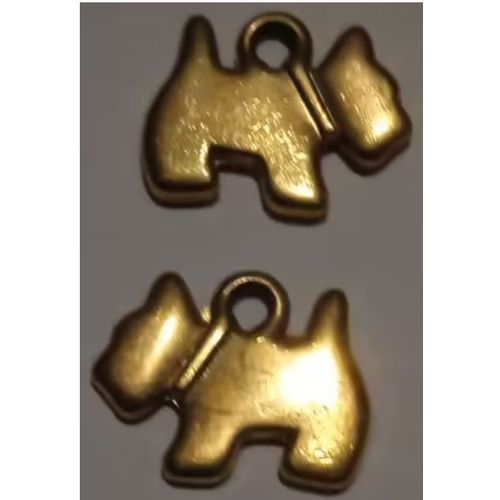 Breloque / Pendentif - Métal Doré - En Forme De Chien