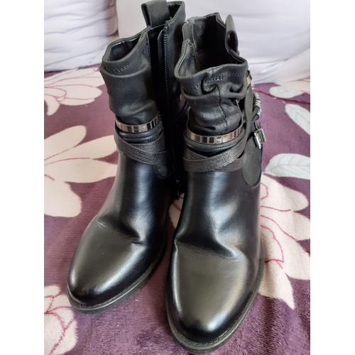 Bottines Femme En Cuir Noir - 38