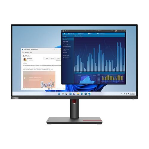 Lenovo ThinkVision T27p-30 - Écran LED - 27" - 3840 x 2160 4K - IPS - 350 cd/m² - 1300:1 - 4 ms - HDMI, DisplayPort, USB-C - barre de son - noir corbeau - avec ThinkVision MC 60 monitor webcam