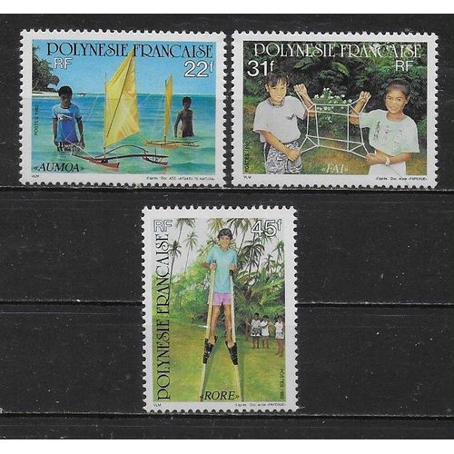 Polynesie Francaise 1992 : Jeux D'enfants : Série Entière De 3 Timbres À 98 F. Neufs **
