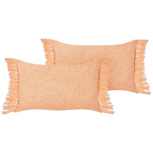 Lot De 2 Coussins Coton Orange Tansy 40 X 60 Cm