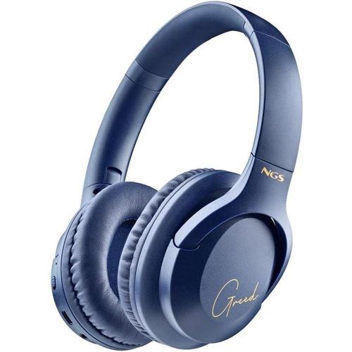 NGS Artica Greed - Écouteurs avec micro - circum-aural - Bluetooth - sans fil, filaire - jack 3,5mm - bleu