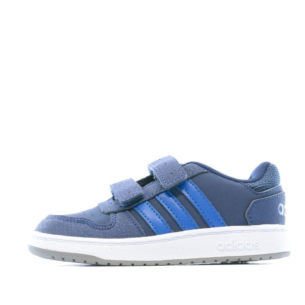 baskets bebe garcon avec bandes fluo – adidas hoop 2.0 bleu