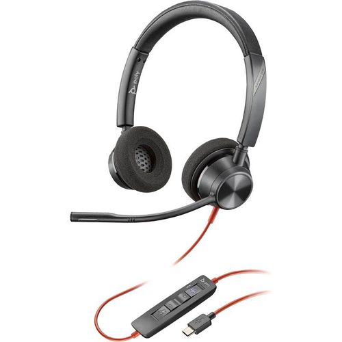 Poly Blackwire 3320 - Blackwire 3300 series - micro-casque - sur-oreille - filaire - USB-C - noir - certifié UC, Certifié pour Microsoft Teams