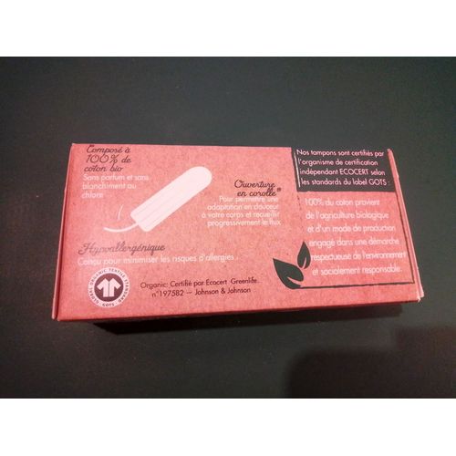 Lot De 4 Boites De Tampons Hygiénique Nett Coton Bio Sans Applicateur Flux Normal *16 