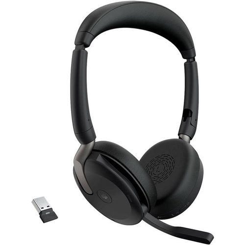 Jabra Evolve2 65 Flex MS Stereo - Micro-casque - sur-oreille - Bluetooth - sans fil - Suppresseur de bruit actif - USB-A - noir - Certifié pour Microsoft Teams