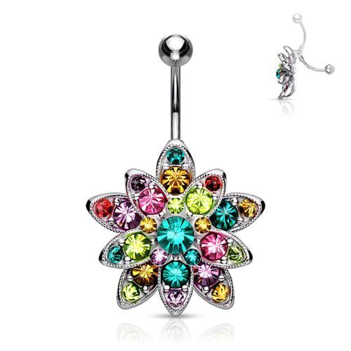 Piercing Nombril Ventre Boule Fleur Etoile Bijoux Acier Chirurgical Inoxydable Anti Allergique Banane Articulé Barbell Daiana Multicolore Lovepiercing