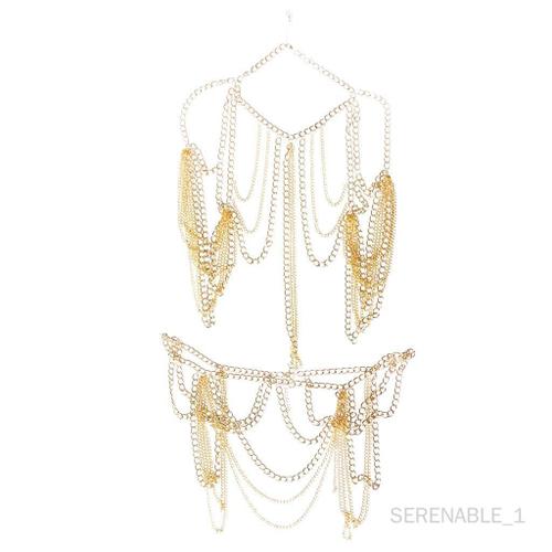 Femme Harness Corps Belly Taille Collier Collier