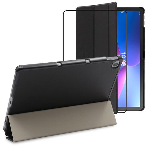 Ebeststar - Housse + Film D'écran En Verre Trempé Lenovo Tab M10 Plus 10.6 (Gen 3) Etui Slim Smart Case, Noir [Dimensions Tablette : 251.2 X 15.9 X 7.4 Mm, Écran 10.6'']