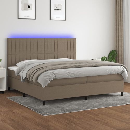 Vidaxl Sommier Tapissier Et Matelas Et Led Taupe 200x200 Cm Tissu