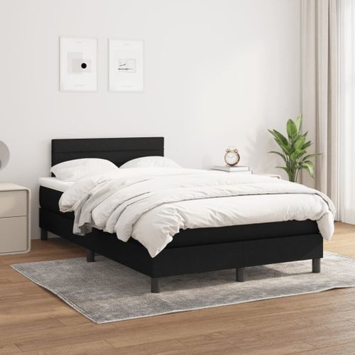 Vidaxl Lit À Sommier Tapissier Avec Matelas Noir 120x200 Cm Tissu
