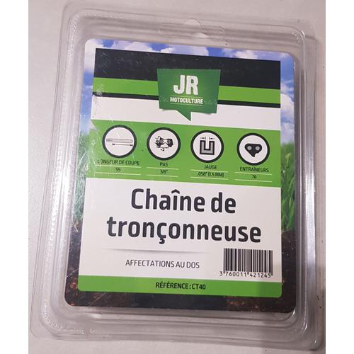 Chaine de tronçonneuse JR 55cm pas 3/8" jauge 1.5mm entraineurs 76