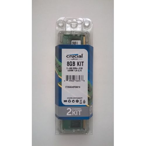 Mémoires Crucial 2x4GB ref DDR4-2133