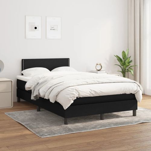 Vidaxl Lit À Sommier Tapissier Avec Matelas Noir 120x200 Cm Tissu