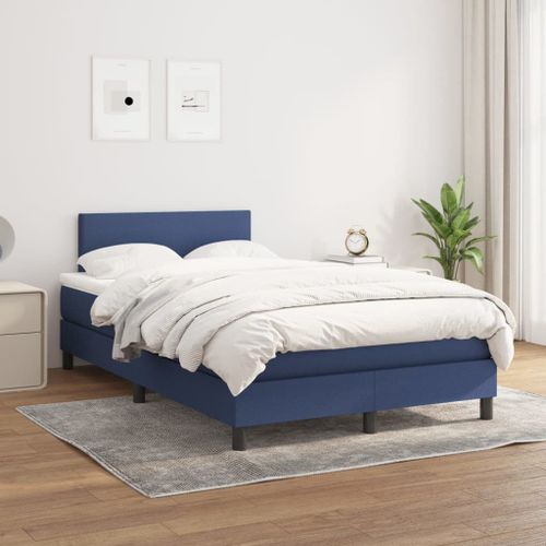 Vidaxl Lit À Sommier Tapissier Avec Matelas Bleu 120x200 Cm Tissu