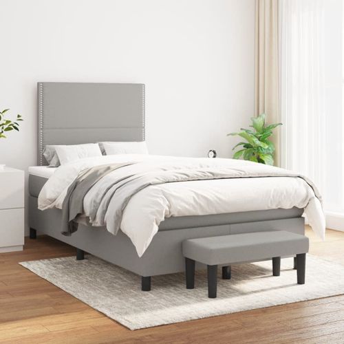 Vidaxl Lit À Sommier Tapissier Avec Matelas Gris Clair 120x200cm Tissu