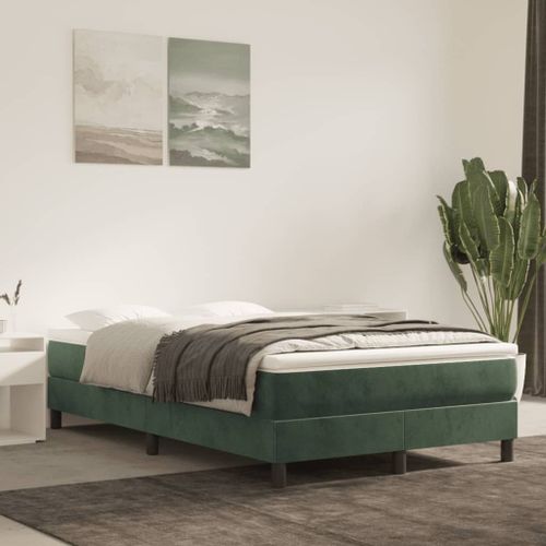 Vidaxl Lit À Sommier Tapissier Et Matelas Vert Foncé 120x200cm Velours