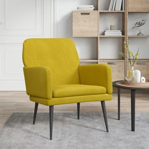 Vidaxl Fauteuil Jaune 62x79x79 Cm Velours