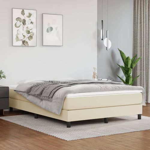 Vidaxl Cadre De Lit Sans Matelas Crème 140x190 Cm Similicuir