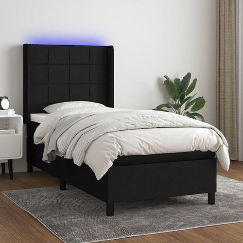 Vidaxl Sommier Tapissier Avec Matelas Et Led Noir 90x200 Cm Tissu