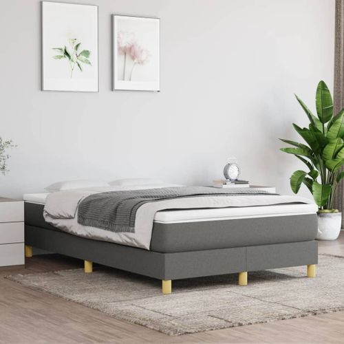 Vidaxl Lit À Sommier Tapissier Avec Matelas Gris Foncé 120x200cm Tissu