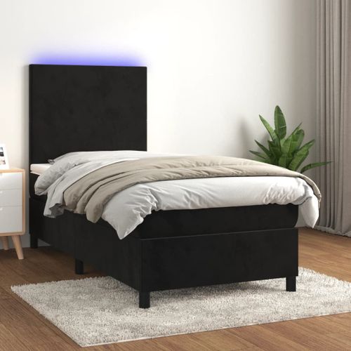 Vidaxl Sommier Tapissier Avec Matelas Et Led Noir 80x200cm Velours