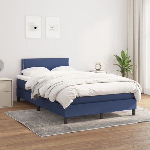 Vidaxl Lit À Sommier Tapissier Avec Matelas Bleu 120x200 Cm Tissu