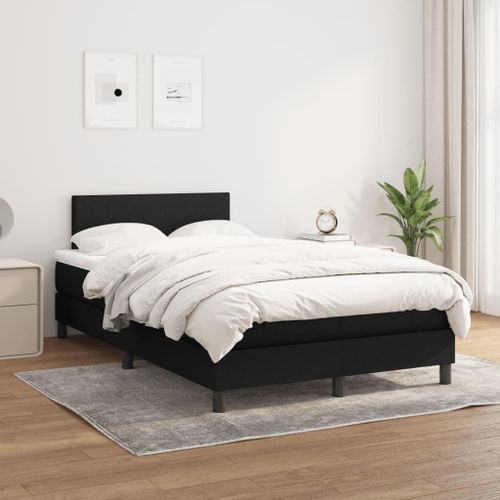 Vidaxl Lit À Sommier Tapissier Avec Matelas Noir 120x200 Cm Tissu