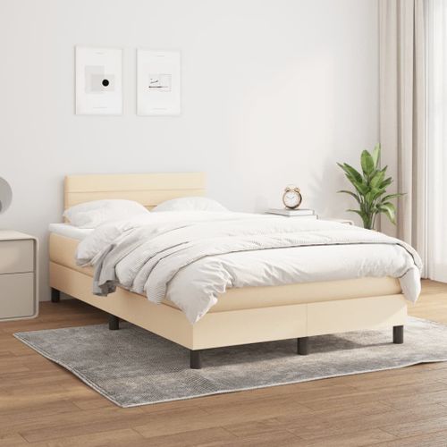 Vidaxl Lit À Sommier Tapissier Avec Matelas Crème 120x200 Cm Tissu