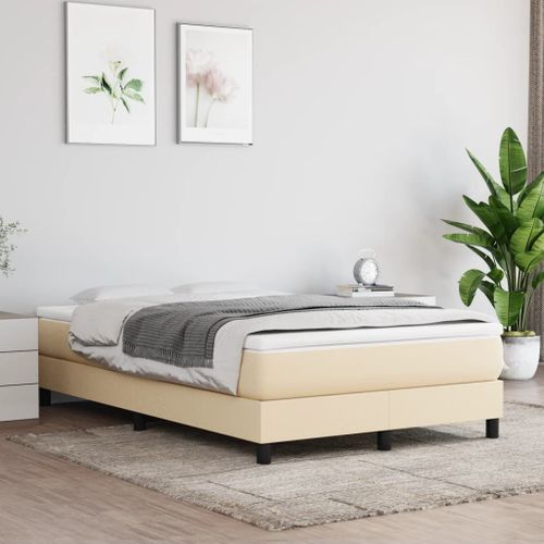 Vidaxl Lit À Sommier Tapissier Avec Matelas Crème 120x200 Cm Tissu