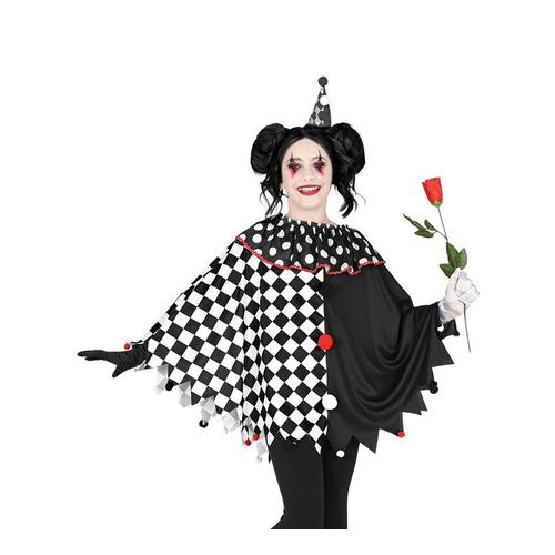 Costume Ou Poncho Arlequin À Carreaux Noir Et Blanc Pour Fille