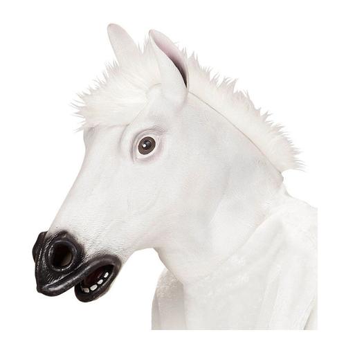 Masque Tête De Cheval Blanc Avec Poils