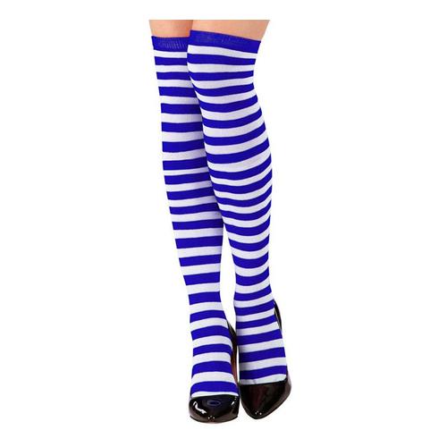 Chaussettes Hautes Femme 64 Cm À Rayures Blanches Et Bleues