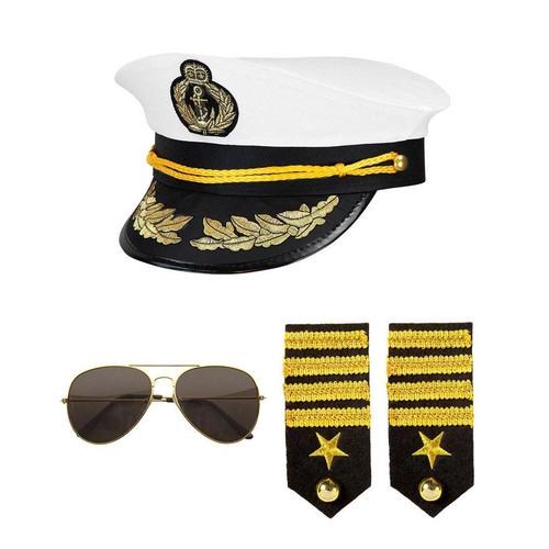 Marine Captain Kit : Casquette, Lunettes Et Boucles De Grade