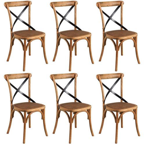 Chaise Bistrot En Hêtre Vieilli Lot De 6