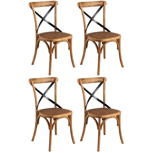 Chaise Bistrot En Hêtre Vieilli Lot De 4