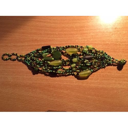 Bracelet En Pate De Verre - Vert Et Noir