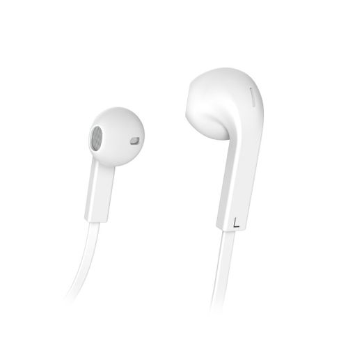 Casque "Advance", écouteurs, microphone, câble plat, blanc
