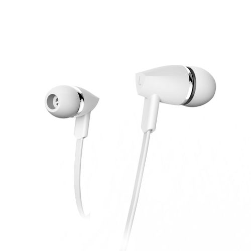 Casque "Joy", intra-auriculaire, microphone, câble plat, blanc