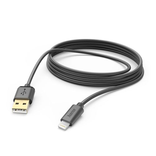 Câble de charge USB-A - Lightning, 3 m, noir