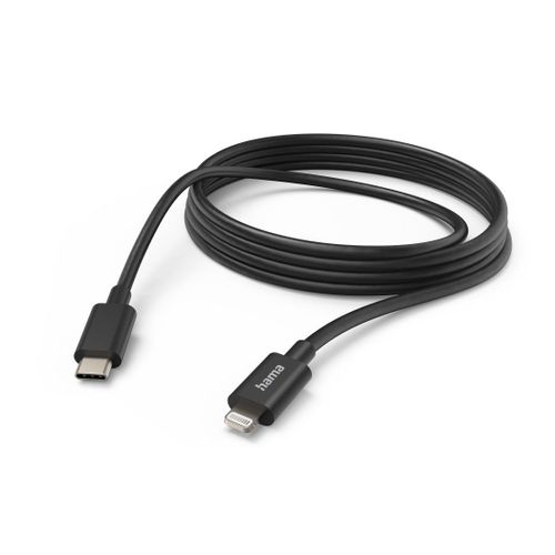 Câble de charge, USB-C - Lightning, 3 m, noir