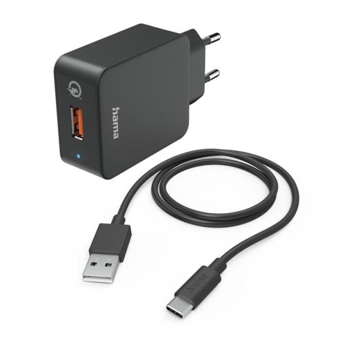 Chargeur rapide avec câble de charge USB-C, Qualcomm®, 19,5 W, 1,5 m, noir