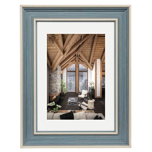 Cadre photo en plastique "Rustic", gris-bleu, 10 x 15 cm