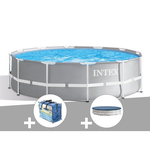 Kit piscine tubulaire Intex Prism Frame ronde 3,66 x 0,99 m + Bâche à bulles + Bâche de protection