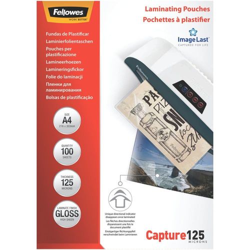 Fellowes Laminating Pouches Capture 125 micron - Pack de 100 - brillant - A4 (210 x 297 mm) pochettes plastifiées