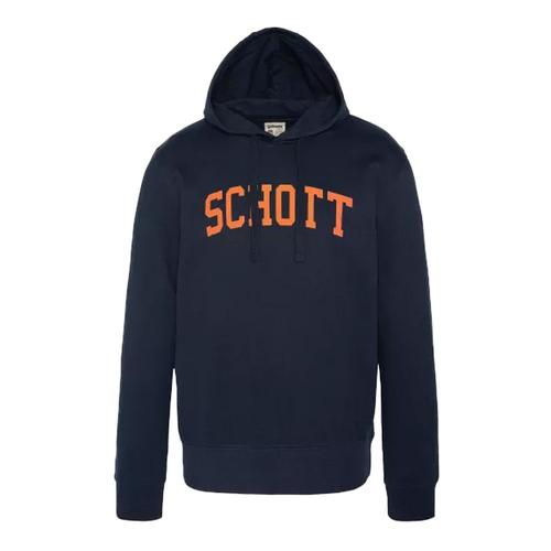 Sweat À Capuche Marine/Orange Homme Schott Logo